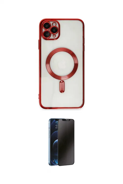 ieg™ iPhone 11 Pro Max Kılıf Nova Işık Özel Seri - Siyah 3D Antistatik Hayalet Cam Ekran Koruyucu