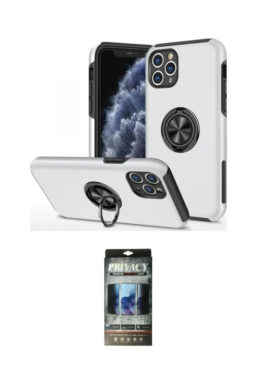 ieg™ iPhone 11 Pro Max Kılıf Odak Form Prime - Siyah 34D Hayalet Izgaralı Cam