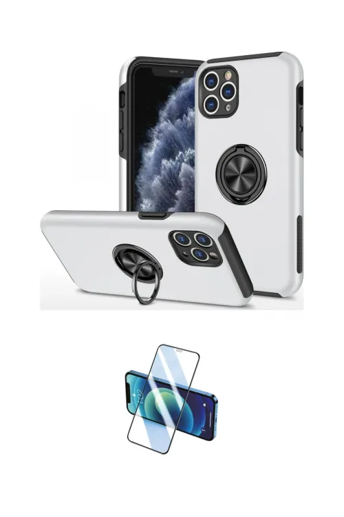 ieg™ iPhone 11 Pro Max Kılıf Odak Form Prime - Siyah 3D Antistatik Cam Ekran Koruyucu