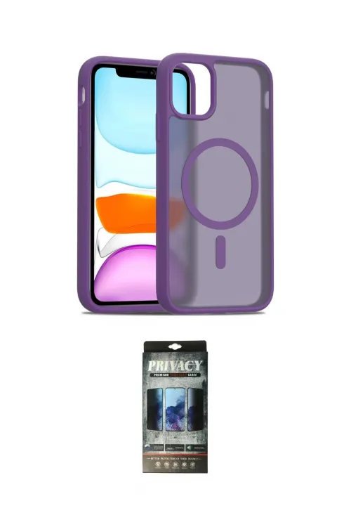ieg™ iPhone 11 Pro Max Kılıf Siluet Minimal Prime - Siyah 34D Hayalet Izgaralı Cam