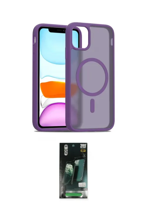 ieg™ iPhone 11 Pro Max Kılıf Siluet Minimal Prime - Siyah 360 Mat Full Body Arka Koruyucu