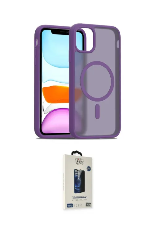 ieg™ iPhone 11 Pro Max Kılıf Siluet Minimal Prime - Siyah Bilvis Hayalet Cam Ekran Koruyucu