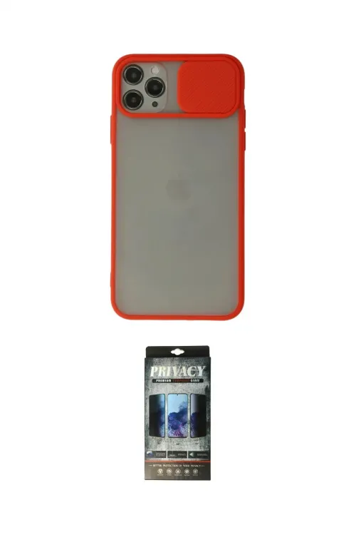 ieg™ iPhone 11 Pro Max Kılıf Vadi Çizgi - Siyah 34D Hayalet Izgaralı Cam
