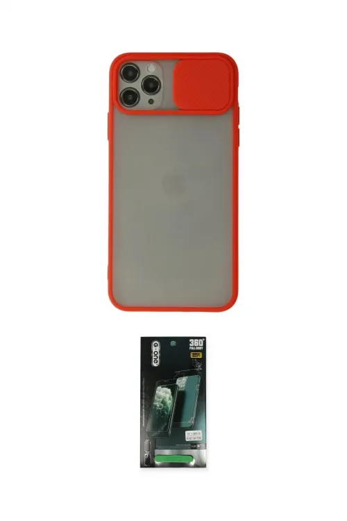 ieg™ iPhone 11 Pro Max Kılıf Vadi Çizgi - Siyah 360 Mat Full Body Arka Koruyucu
