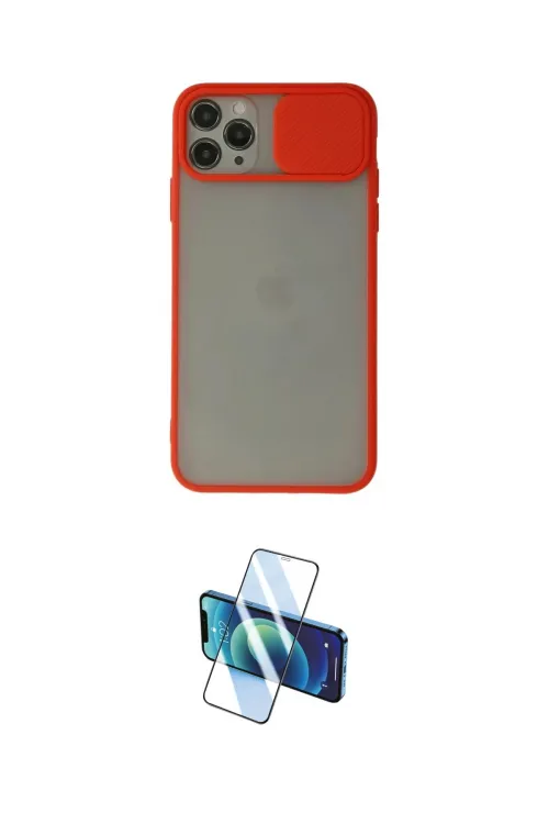 ieg™ iPhone 11 Pro Max Kılıf Vadi Çizgi - Siyah 3D Antistatik Cam Ekran Koruyucu
