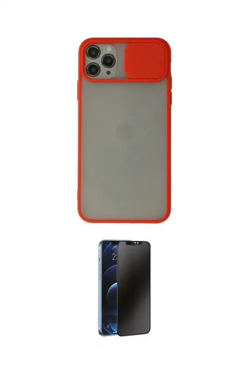 ieg™ iPhone 11 Pro Max Kılıf Vadi Çizgi - Siyah 3D Antistatik Hayalet Cam Ekran Koruyucu