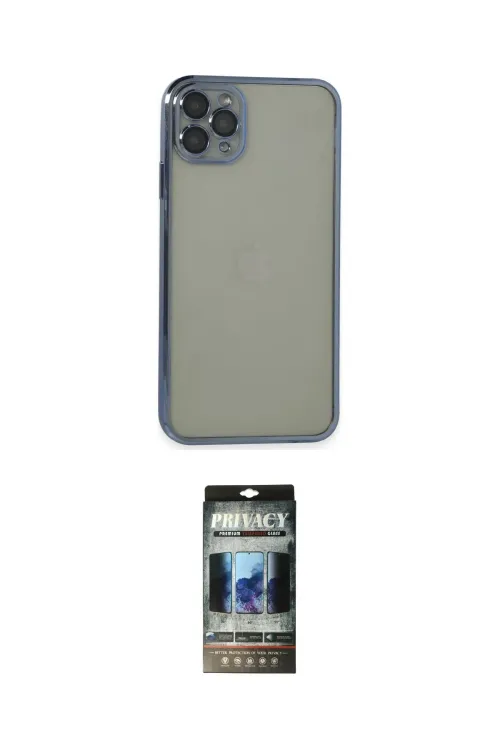 ieg™ iPhone 11 Pro Max Kılıf Vadi Minimal - Siyah 34D Hayalet Izgaralı Cam