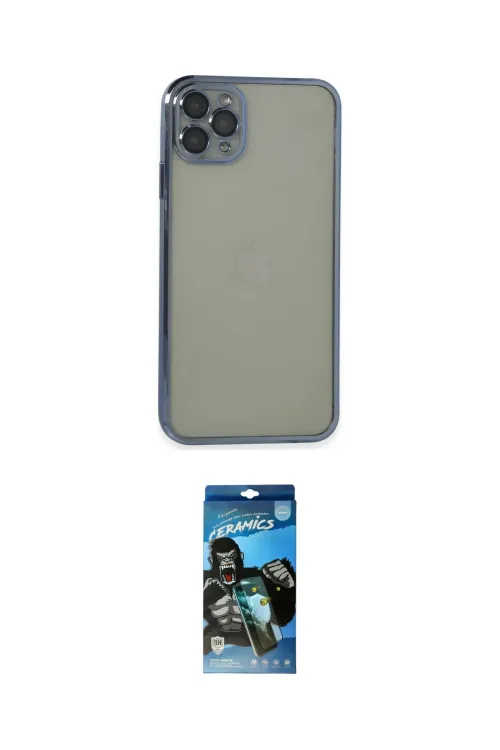 ieg™ iPhone 11 Pro Max Kılıf Vadi Minimal - Siyah 34D Izgaralı Cam