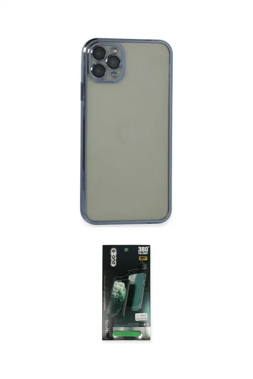 ieg™ iPhone 11 Pro Max Kılıf Vadi Minimal - Siyah 360 Mat Full Body Arka Koruyucu