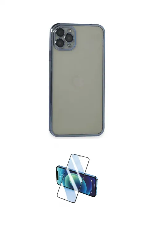 ieg™ iPhone 11 Pro Max Kılıf Vadi Minimal - Siyah 3D Antistatik Cam Ekran Koruyucu