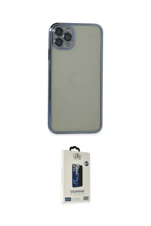 ieg™ iPhone 11 Pro Max Kılıf Vadi Minimal - Siyah Bilvis Hayalet Cam Ekran Koruyucu