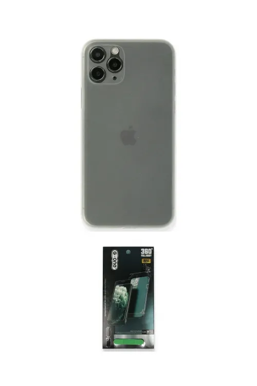 ieg™ iPhone 11 Pro Max Kılıf Yadigar Yansıma Serisi - Şeffaf 360 Full Body Arka Koruyucu