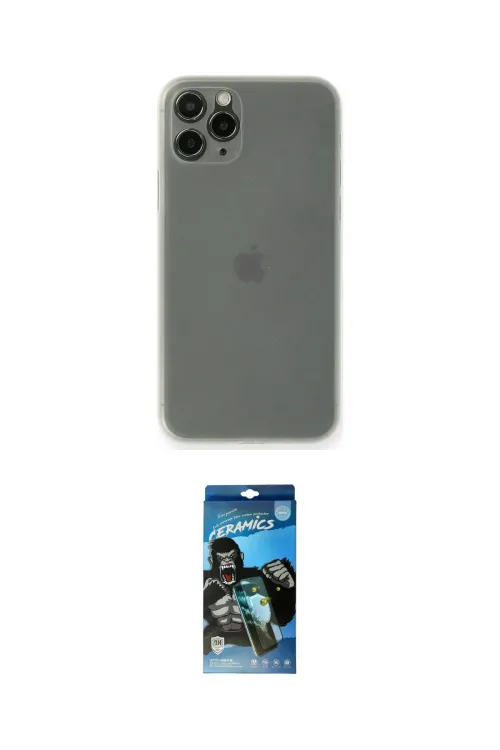 ieg™ iPhone 11 Pro Max Kılıf Yadigar Yansıma Serisi - Siyah 34D Izgaralı Cam