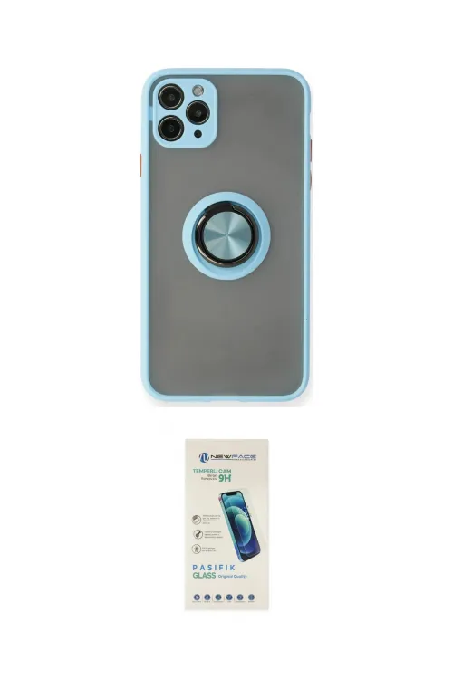 ieg™ iPhone 11 Pro Max Kılıf Yörünge Çizgi - Şeffaf Pasifik Cam Ekran Koruyucu