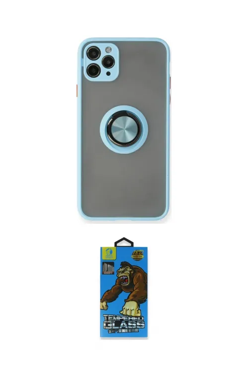 ieg™ iPhone 11 Pro Max Kılıf Yörünge Çizgi - Siyah 18D Cam Ekran Koruyucu