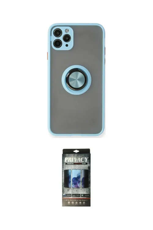 ieg™ iPhone 11 Pro Max Kılıf Yörünge Çizgi - Siyah 34D Hayalet Izgaralı Cam