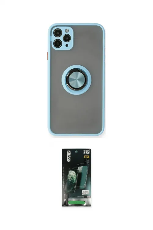 ieg™ iPhone 11 Pro Max Kılıf Yörünge Çizgi - Siyah 360 Mat Full Body Arka Koruyucu