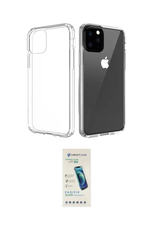 ieg™ iPhone 11 Pro Max Kılıf Zirve Doku - Şeffaf Pasifik Cam Ekran Koruyucu