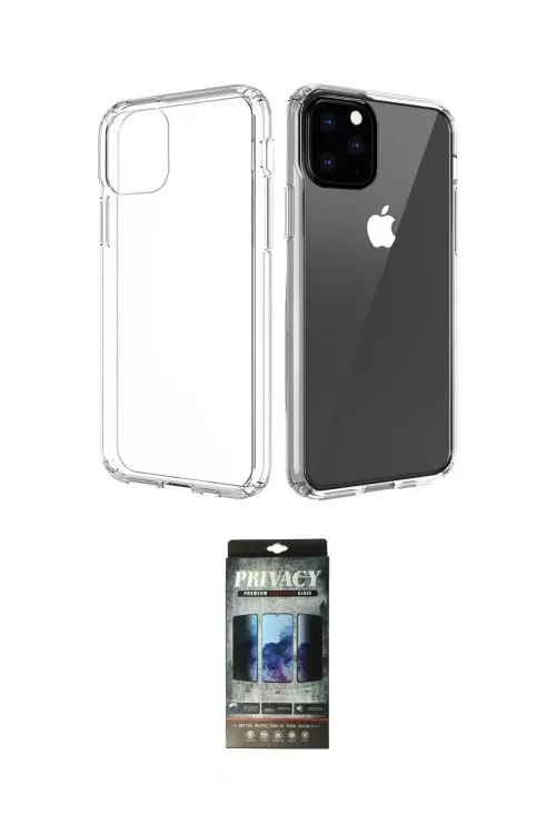 ieg™ iPhone 11 Pro Max Kılıf Zirve Doku - Siyah 34D Hayalet Izgaralı Cam