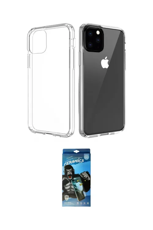 ieg™ iPhone 11 Pro Max Kılıf Zirve Doku - Siyah 34D Izgaralı Cam