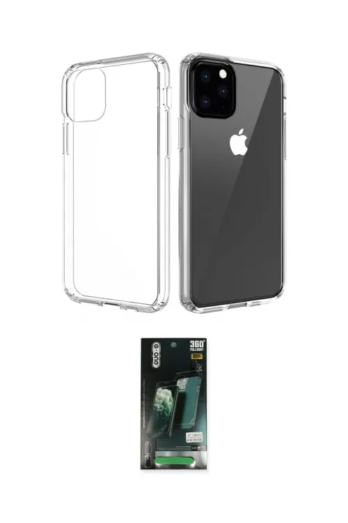 ieg™ iPhone 11 Pro Max Kılıf Zirve Doku - Siyah 360 Mat Full Body Arka Koruyucu