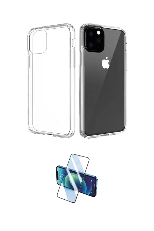 ieg™ iPhone 11 Pro Max Kılıf Zirve Doku - Siyah 3D Antistatik Cam Ekran Koruyucu