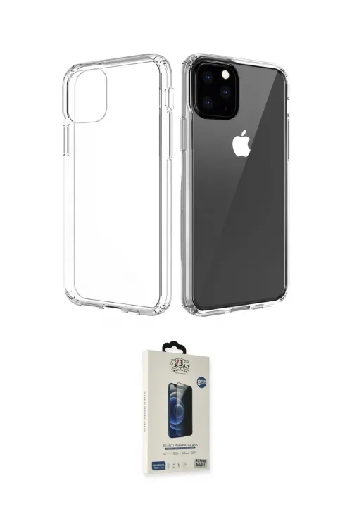 ieg™ iPhone 11 Pro Max Kılıf Zirve Doku - Siyah Bilvis Hayalet Cam Ekran Koruyucu