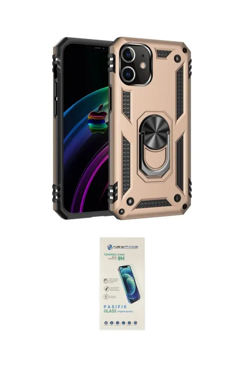 ieg™ iPhone 12 Kılıf Ahenk Klasik Koleksiyonu - Şeffaf Pasifik Cam Ekran Koruyucu