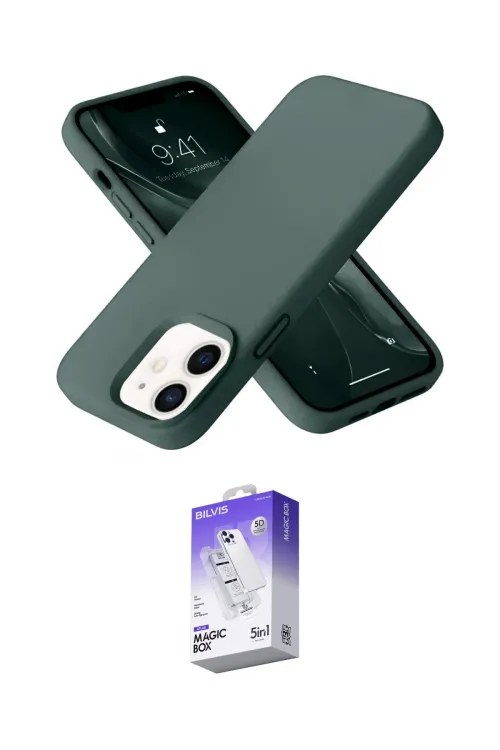 ieg™ iPhone 12 Kılıf Ahenk Serisi - Siyah Bilvis 5in1 3D Magic Cam Ekran Koruyucu