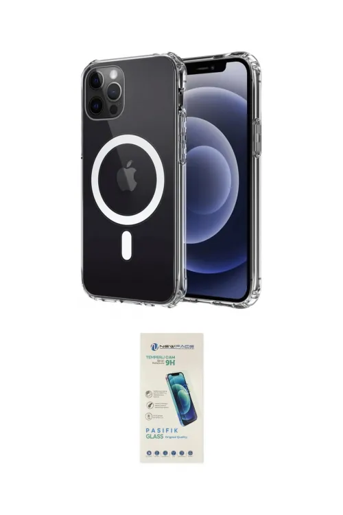 ieg™ iPhone 12 Kılıf Ahenk Yansıma Prime - Şeffaf Pasifik Cam Ekran Koruyucu