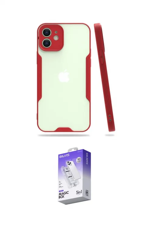ieg™ iPhone 12 Kılıf Atlas Asil Serisi - Siyah Bilvis 5in1 3D Magic Cam Ekran Koruyucu