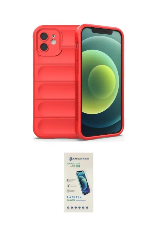 ieg™ iPhone 12 Kılıf Atlas Koleksiyonu - Şeffaf Pasifik Cam Ekran Koruyucu