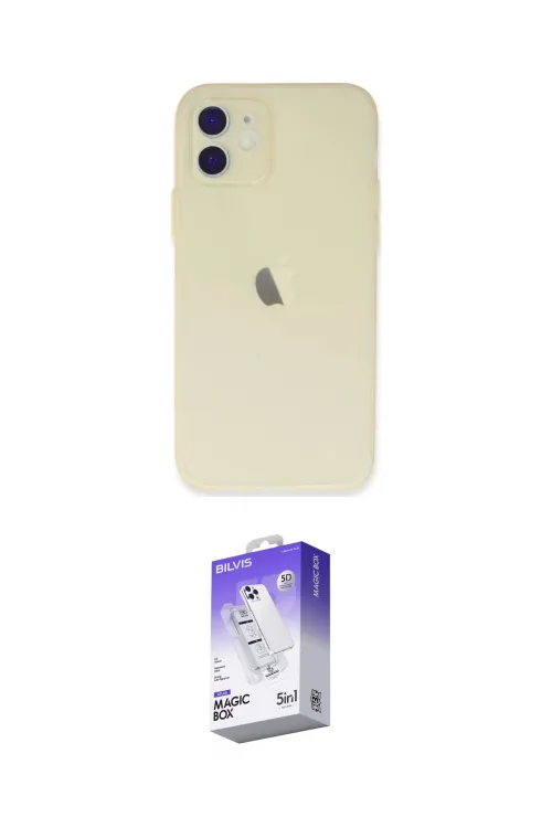 ieg™ iPhone 12 Kılıf Atlas Minimal Prime - Siyah Bilvis 5in1 3D Magic Cam Ekran Koruyucu