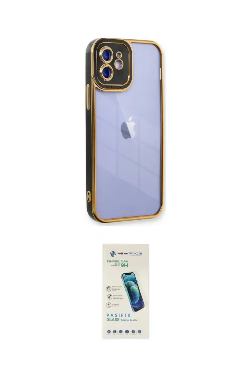 ieg™ iPhone 12 Kılıf Çekirdek Klasik Serisi - Şeffaf Pasifik Cam Ekran Koruyucu