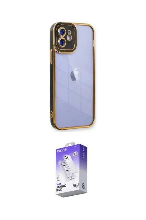 ieg™ iPhone 12 Kılıf Çekirdek Klasik Serisi - Siyah Bilvis 5in1 3D Magic Cam Ekran Koruyucu