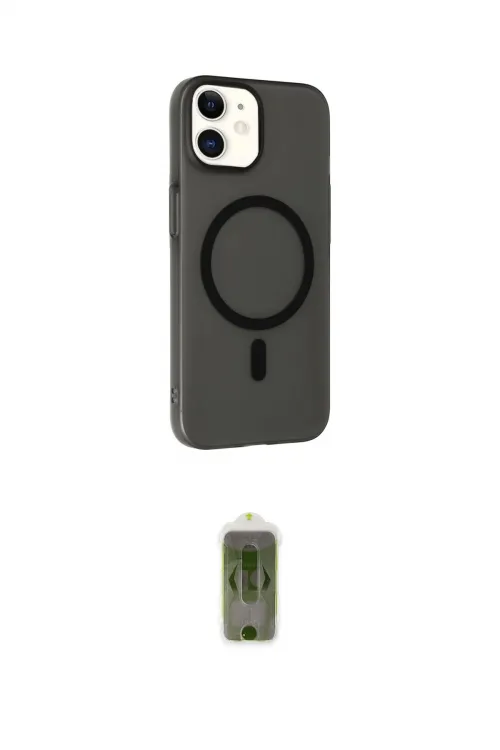ieg™ iPhone 12 Kılıf Çekirdek Modern Prime - Siyah Joko Magic 5D Hayalet Cam