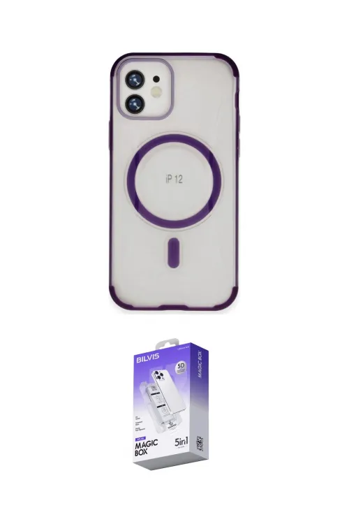 ieg™ iPhone 12 Kılıf Eksen Klasik Koleksiyonu - Siyah Bilvis 5in1 3D Magic Cam Ekran Koruyucu