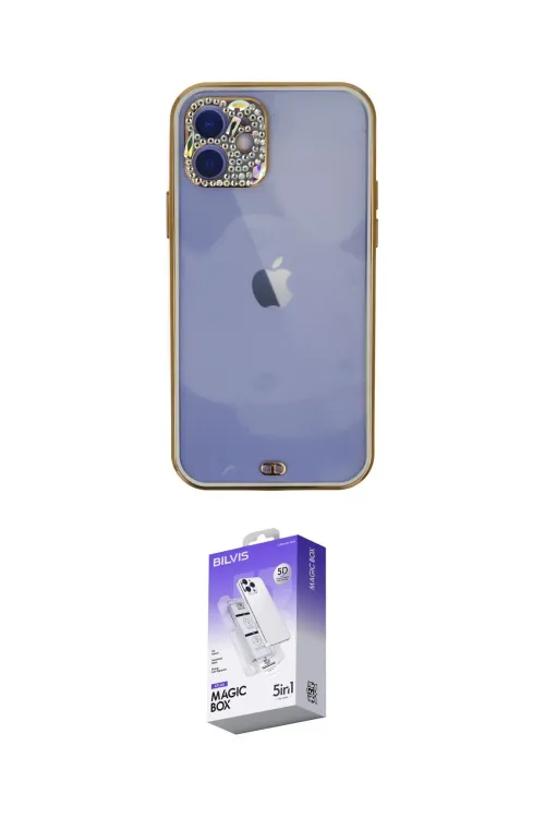 ieg™ iPhone 12 Kılıf Eksen Minimal Koleksiyonu - Siyah Bilvis 5in1 3D Magic Cam Ekran Koruyucu
