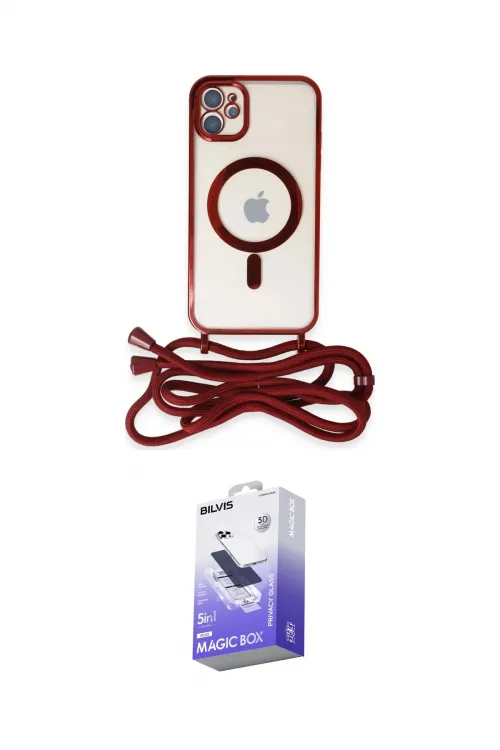 ieg™ iPhone 12 Kılıf Eksen Özel Seri - Siyah Bilvis 5in1 5D Magic Hayalet Cam Ekran Koruyucu