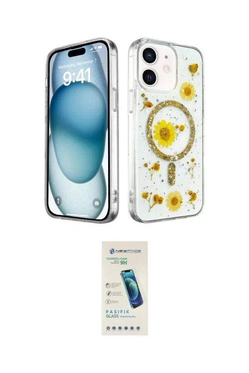 ieg™ iPhone 12 Kılıf Kozmos Doku - Şeffaf Pasifik Cam Ekran Koruyucu