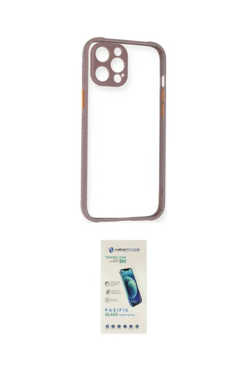 ieg™ iPhone 12 Kılıf Nova Asil Özel Seri - Şeffaf Pasifik Cam Ekran Koruyucu