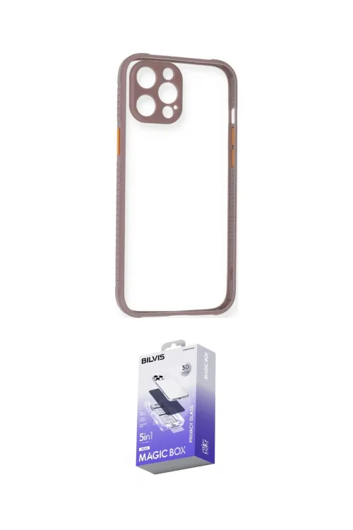 ieg™ iPhone 12 Kılıf Nova Asil Özel Seri - Siyah Bilvis 5in1 5D Magic Hayalet Cam Ekran Koruyucu