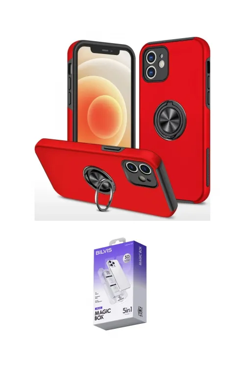 ieg™ iPhone 12 Kılıf Odak Form Prime - Siyah Bilvis 5in1 3D Magic Cam Ekran Koruyucu