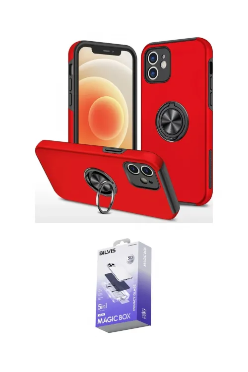 ieg™ iPhone 12 Kılıf Odak Form Prime - Siyah Bilvis 5in1 5D Magic Hayalet Cam Ekran Koruyucu