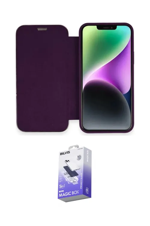 ieg™ iPhone 12 Kılıf Siluet Minimal Serisi - Siyah Bilvis 5in1 5D Magic Hayalet Cam Ekran Koruyucu