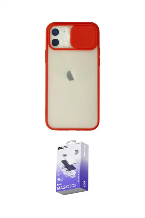 ieg™ iPhone 12 Kılıf Vadi Çizgi - Siyah Bilvis 5in1 5D Magic Hayalet Cam Ekran Koruyucu