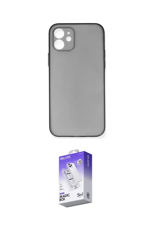 ieg™ iPhone 12 Kılıf Yadigar Yansıma Serisi - Siyah Bilvis 5in1 3D Magic Cam Ekran Koruyucu