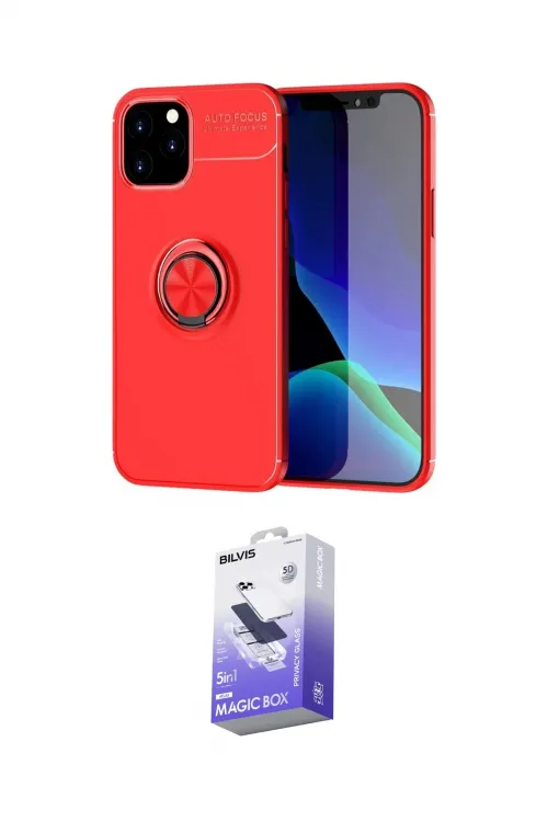 ieg™ iPhone 12 Kılıf Yankı Form Prime - Siyah Bilvis 5in1 5D Magic Hayalet Cam Ekran Koruyucu