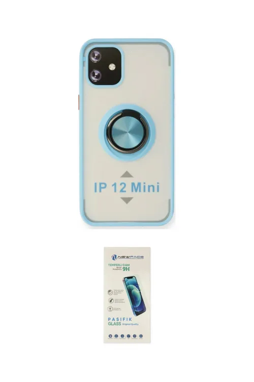 ieg™ iPhone 12 Kılıf Yörünge Çizgi - Şeffaf Pasifik Cam Ekran Koruyucu