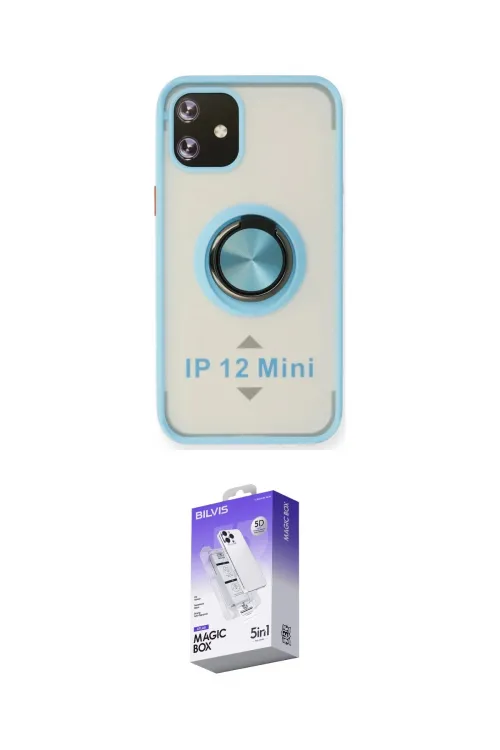 ieg™ iPhone 12 Kılıf Yörünge Çizgi - Siyah Bilvis 5in1 3D Magic Cam Ekran Koruyucu